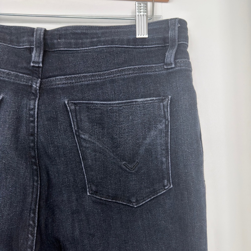 Hudson Holly High Rise Flare Jeans Black Raw Hem Size 29 MYS
